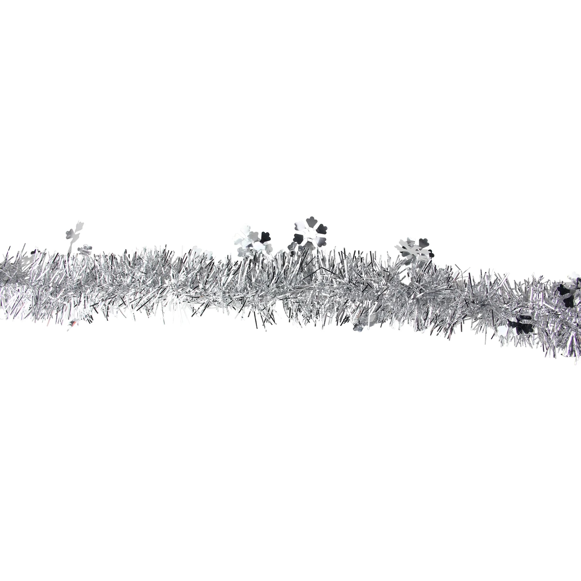 50' X 2.75" Unlit Silver and Shiny Snowflakes Tinsel Christmas Garland