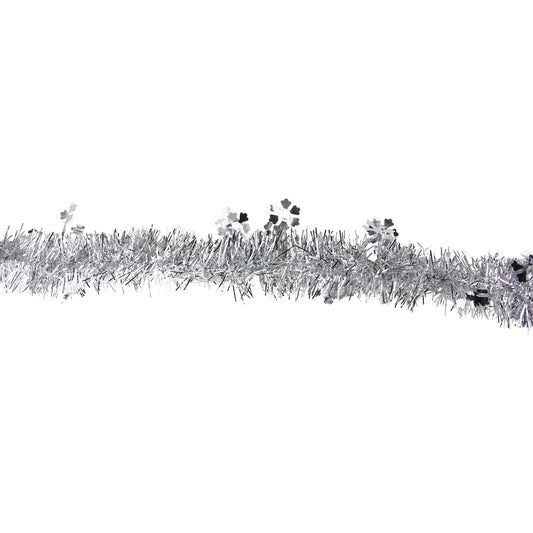50' X 2.75" Unlit Silver and Shiny Snowflakes Tinsel Christmas Garland