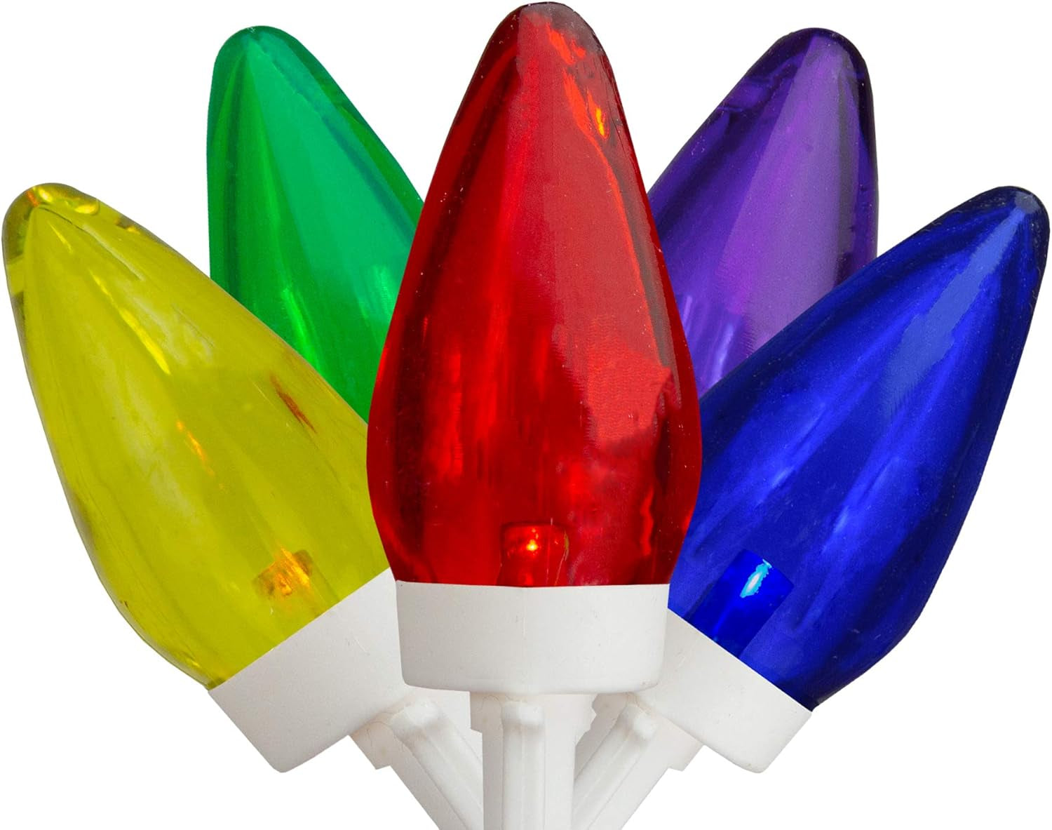 25 Count Multi-Color LED C7 Christmas Lights, 16 Ft White Wire