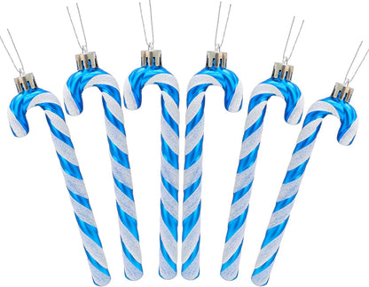 ® Pack of 6-13Cm Glitter Candy Cane Christmas Tree Decorations/Ornaments (Black & White)