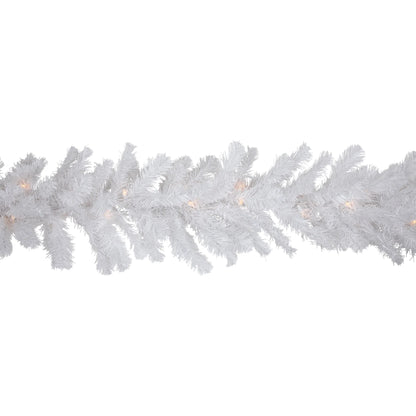 9' X 8" Prelit Snow White Artificial Christmas Garland - Clear Lights
