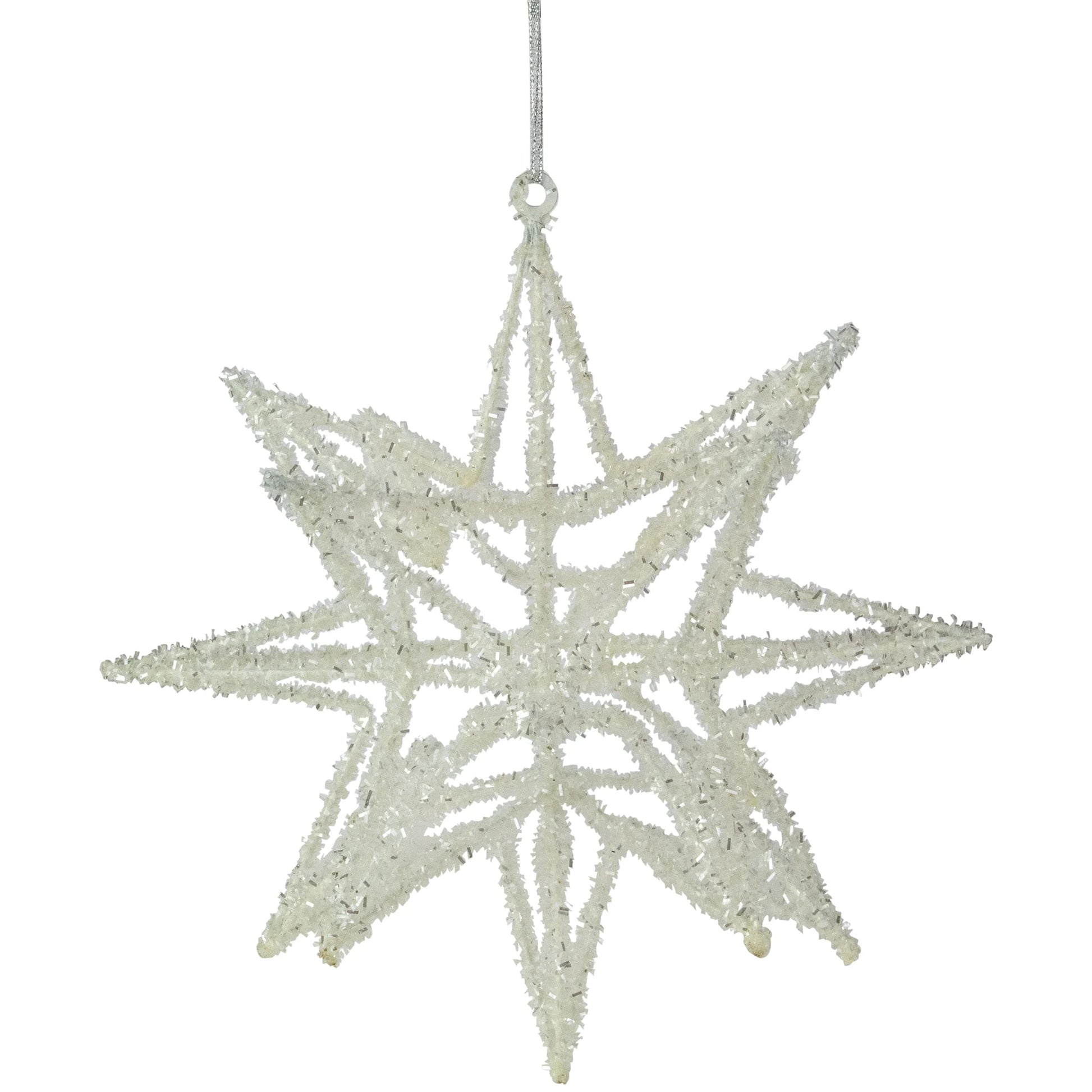 Starburst 3-D Glittered Christmas Ornament - 10" - White