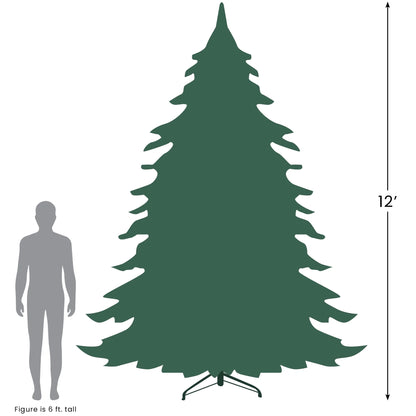 12' Pre-Lit Heavily Flocked Pine Medium Artificial Christmas Tree - Clear Lights
