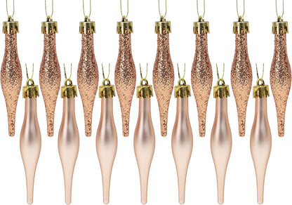 ® Pack of 15-8.5Cm Droplet Baubles - Matte & Glitter Design - Christmas Ornaments (Rioja Red)