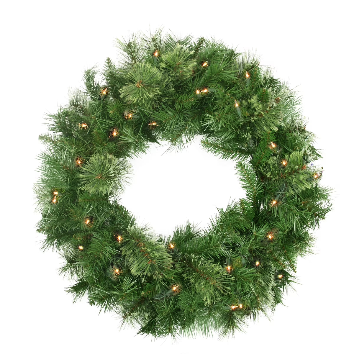 Pre-Lit Mixed Cashmere Pine Artificial Christmas Wreath - 24" - Clear Lights