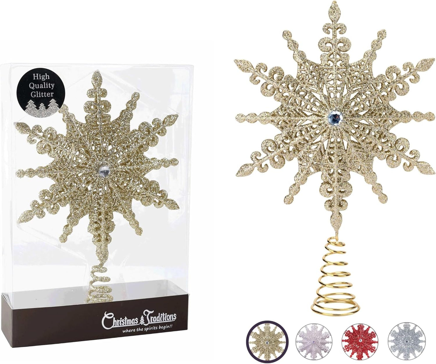 8 Inch Silver Glittered Filigree Christmas Star Tree Topper Star/Home Décor Ornaments (Silver)