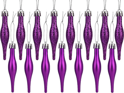 ® Pack of 15-8.5Cm Droplet Baubles - Matte & Glitter Design - Christmas Ornaments (Rioja Red)