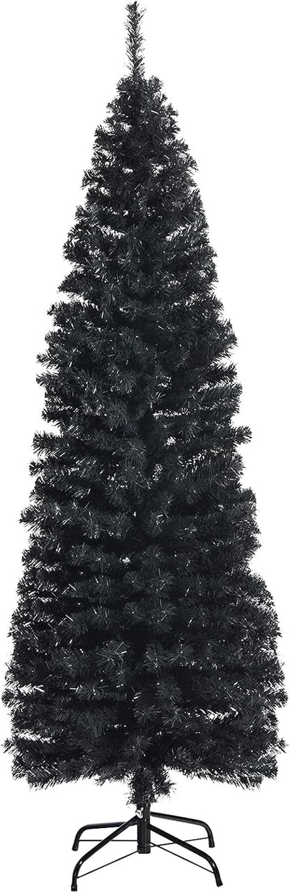 6Ft Sliver Pencil Christmas Tree, Artificial Slim Tree, Electroplated Technology, Xmas Decor for Indoor and Outdoor