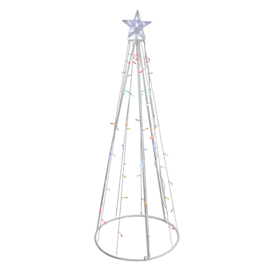 LED Lighted Cone Christmas Tree Outdoor Decoration - 5' - White - Multicolor Lights