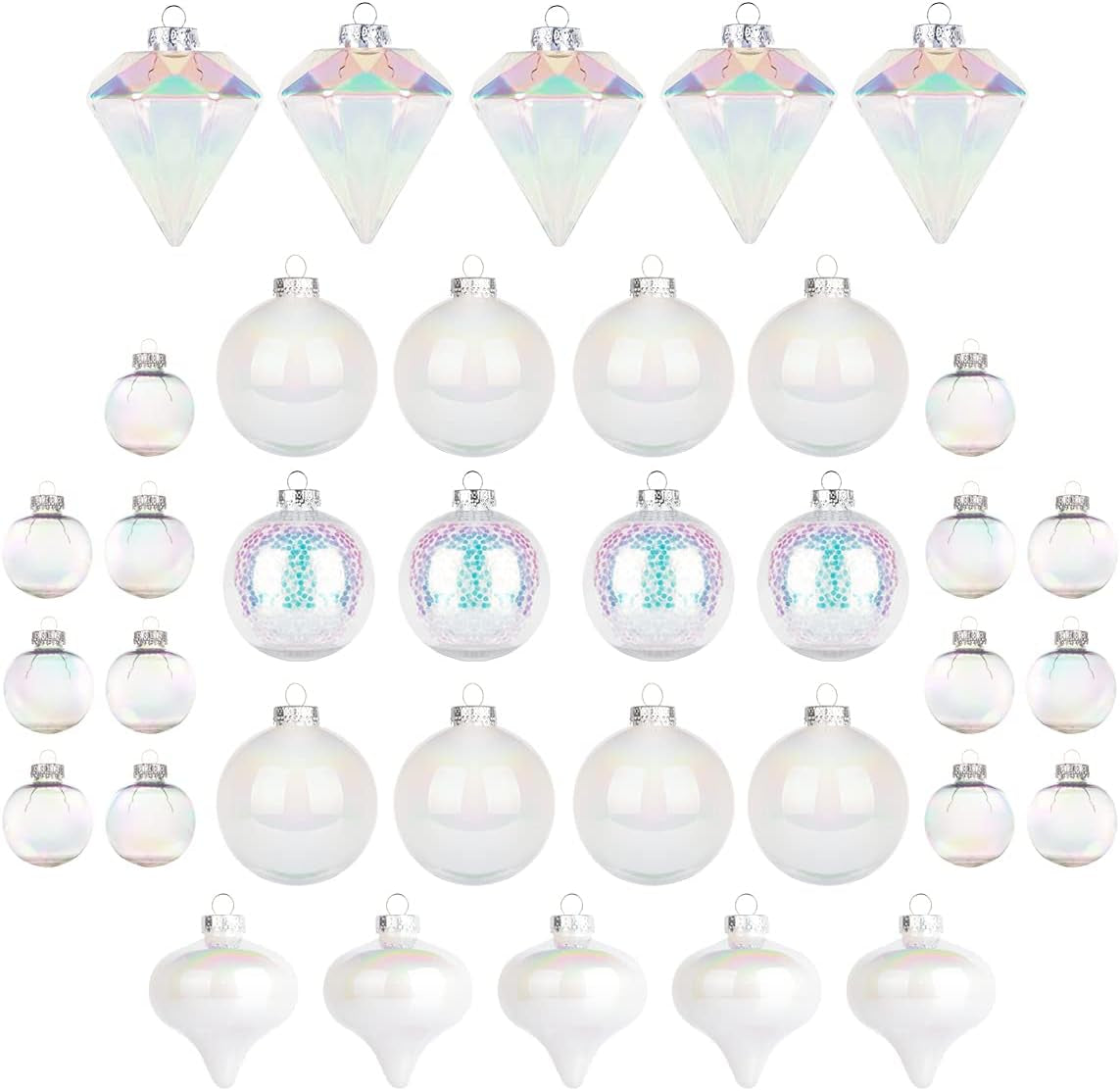 36Pcs Iridescent Shatterproof Christmas Tree Ornaments Set