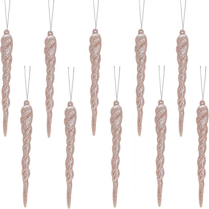 ® 12Cm Glitter Icicle Decorations - Luxury Christmas Tree Trims (Mint Green, Pack of 20)