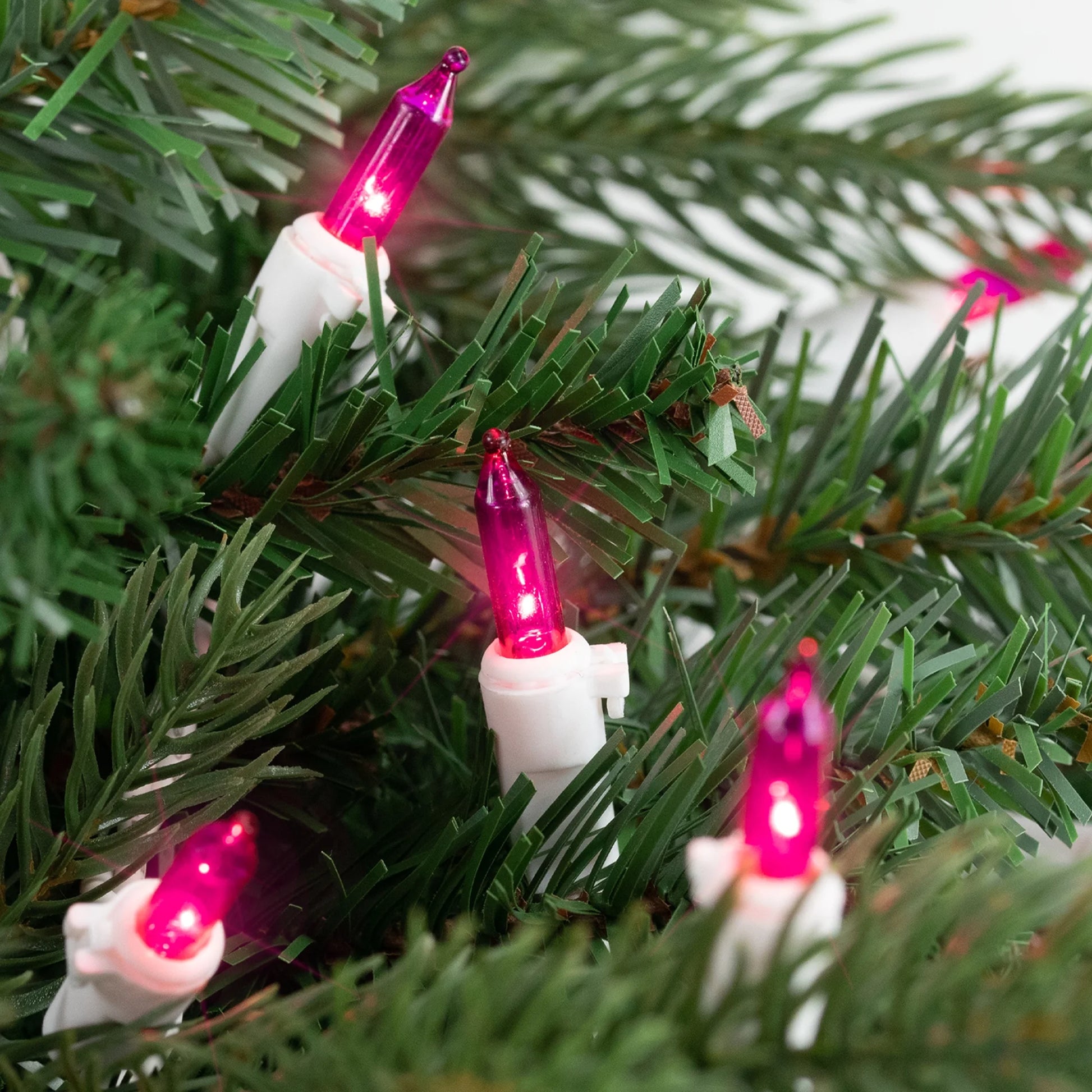 100Ct Mini Christmas String Lights Magenta Pink - 20.25' White Wire