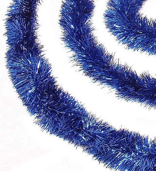 50' X 2.5" Unlit Shiny Lavish Blue Foil Tinsel Christmas and Hanukkah Garland