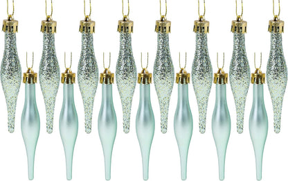 ® Pack of 15-8.5Cm Droplet Baubles - Matte & Glitter Design - Christmas Ornaments (Rioja Red)