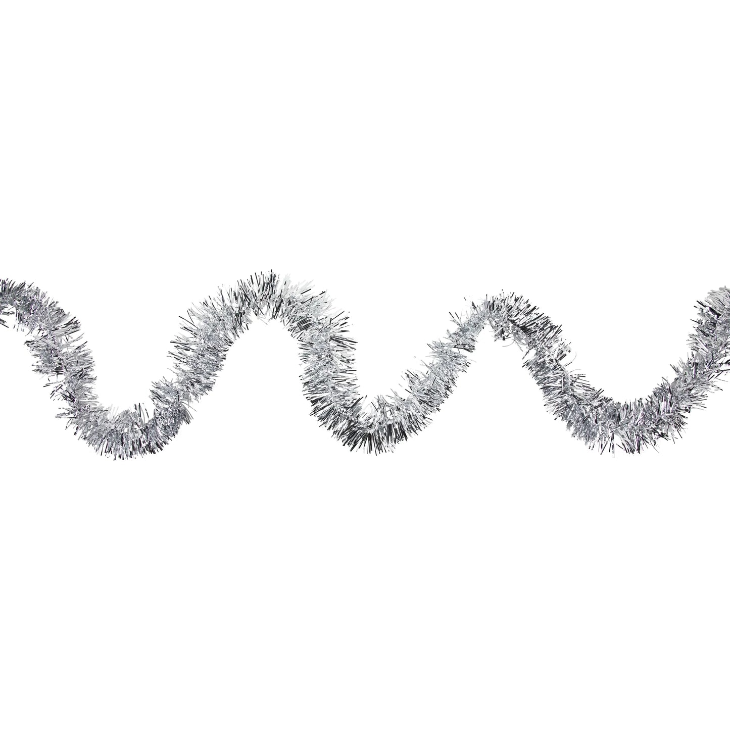 50' X 2.5" Unlit Shiny Silver 8-Ply Foil Tinsel Christmas Garland