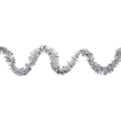 50' X 2.5" Unlit Shiny Silver 8-Ply Foil Tinsel Christmas Garland