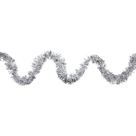50' X 2.5" Unlit Shiny Silver 8-Ply Foil Tinsel Christmas Garland