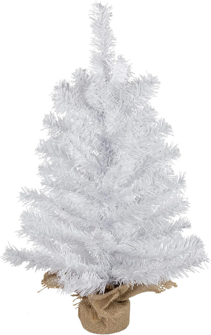 Pine Artificial X-Mas Tree in Burlap Base, 18", White
